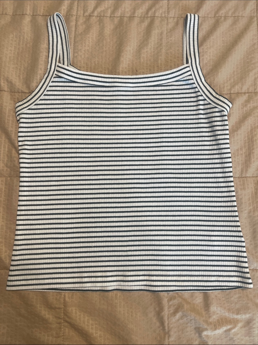 American Eagle Outfitters Black & White Striped Ribbed Tank